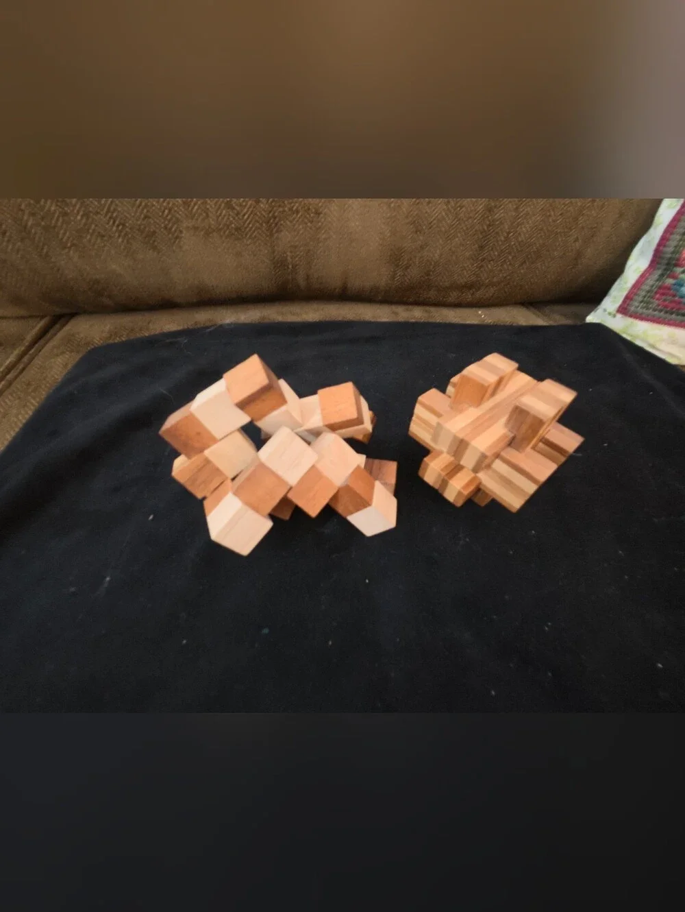 Wooden Interlocking Puzzle Set - Natural Two-Tone